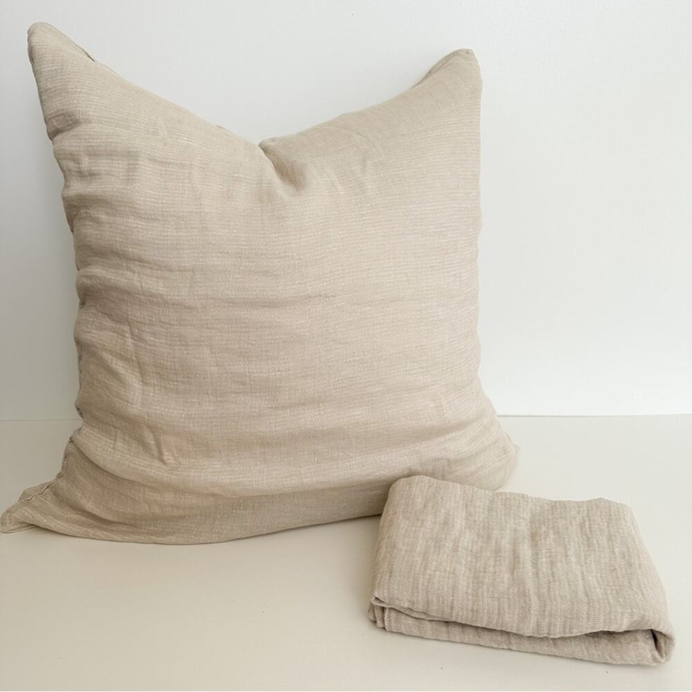 Set of 2 Restoration Hardware Crinkled Linen-Cotton Euro Shams